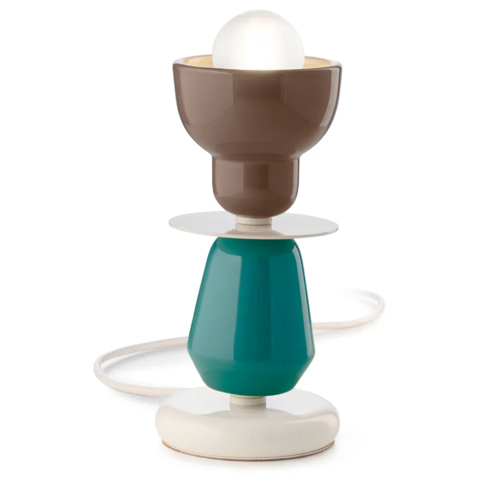 Niedrige Keramik-Tischlampe in 2 Farben, hergestellt in Italien – Berimbau