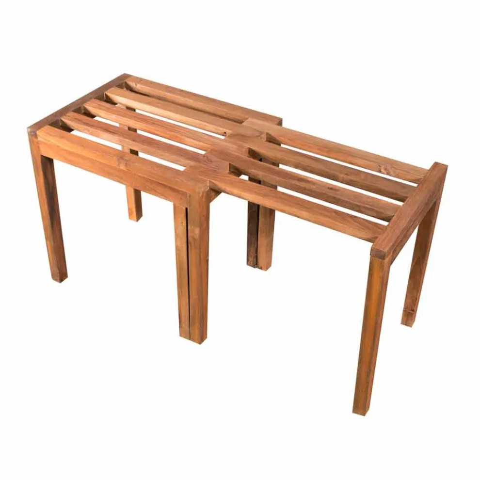 Niedriger ausziehbarer Hocker aus Teakholz mit natürlichem Finish - Pomino