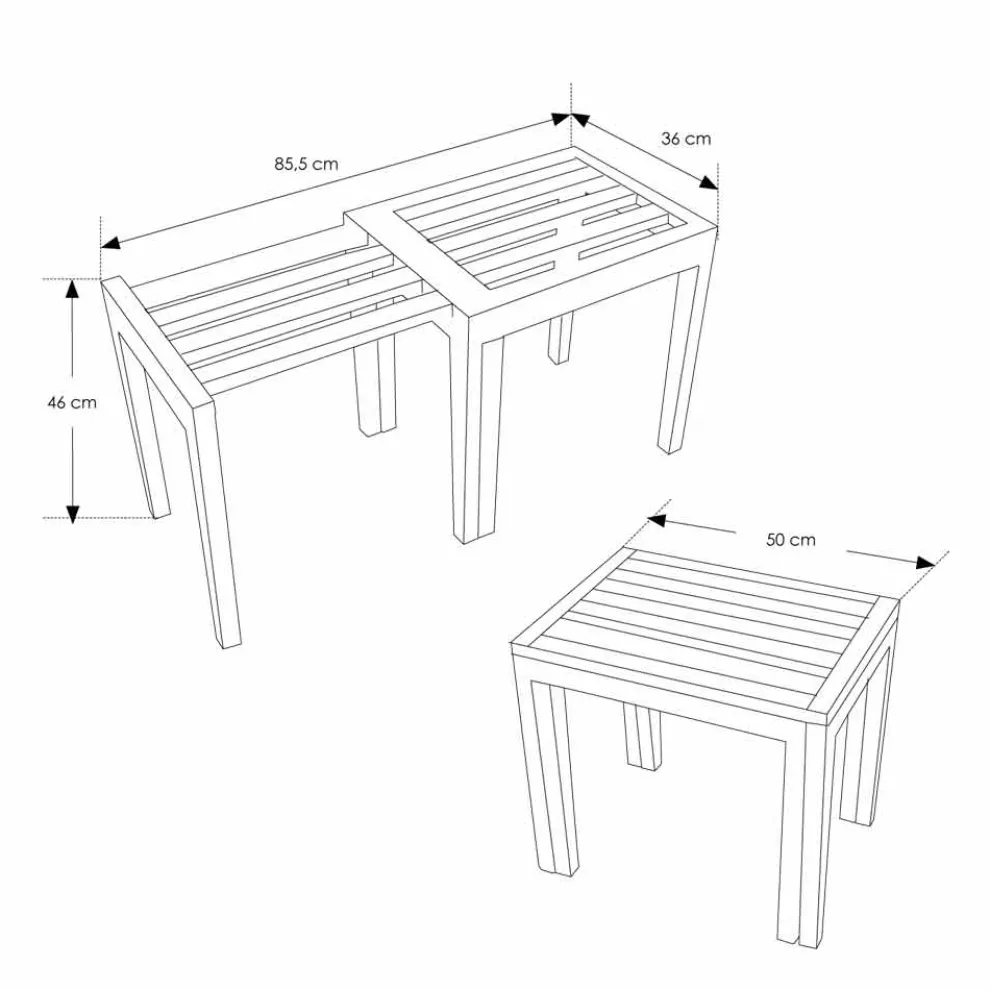 Niedriger ausziehbarer Hocker aus Teakholz mit natürlichem Finish - Pomino