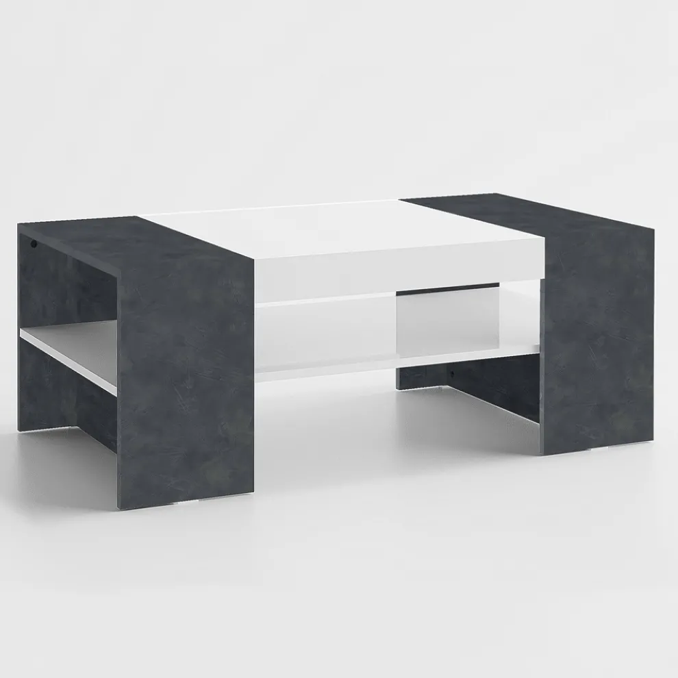 Niedriger Couchtisch für das Wohnzimmer aus weißem Holz 3 Ausführungen - Rames