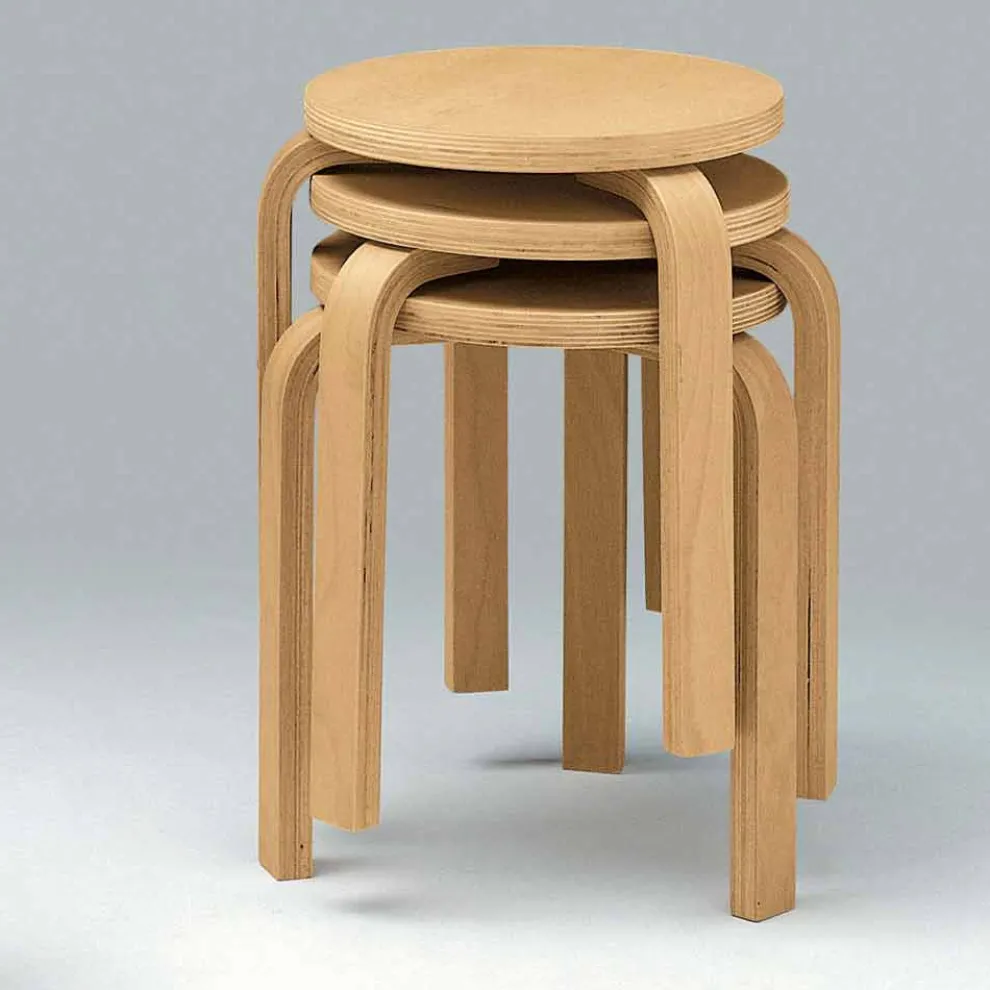 Niedriger stapelbarer Hocker aus natürlichem Buchenholz Made in Italy - Cassiopea