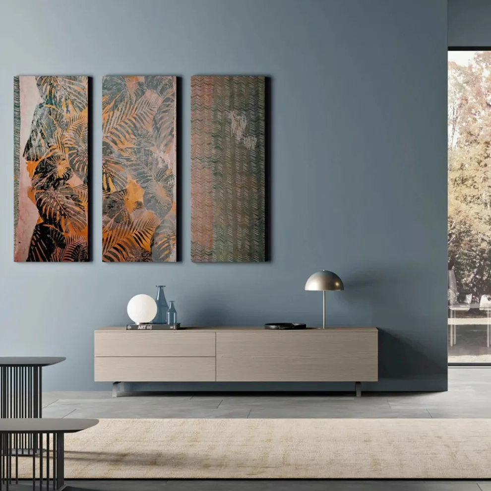 Niedriger TV-Schrank aus ökologischem Holz 1 Tür und 2 Luxus-Schubladen - Bruno