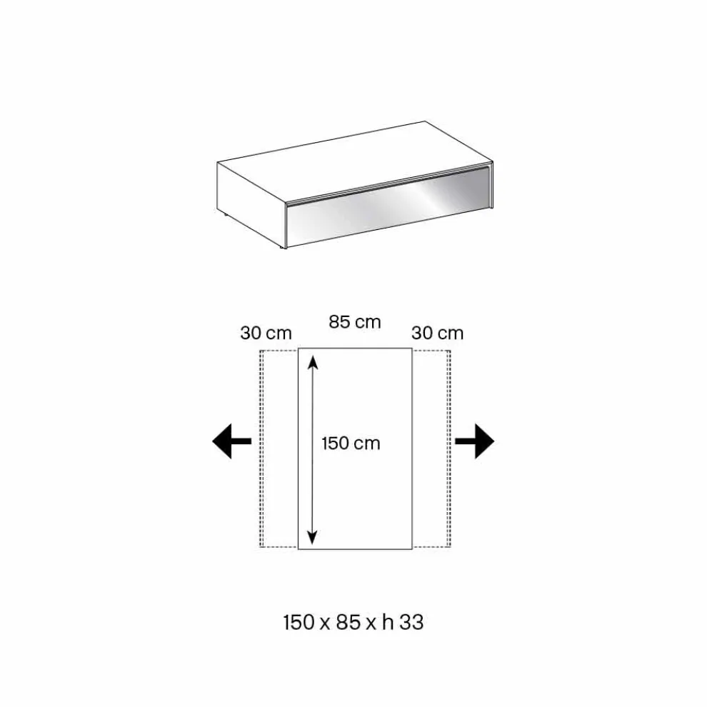 Niedriger Wohnzimmertisch aus Rauchglas und Holzschubladen 3 Größen - Mantra