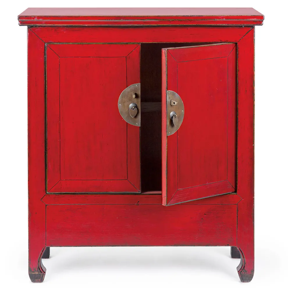 Niedriges Vintage Sideboard mit 2 Türen aus rotem Ulmenholz Homemotion - Konan