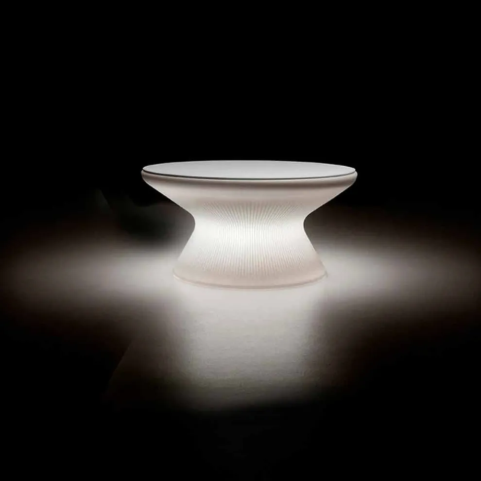 Heller Couchtisch im Freien aus Polyethylen und weißem HPL Made in Italy - Desmond