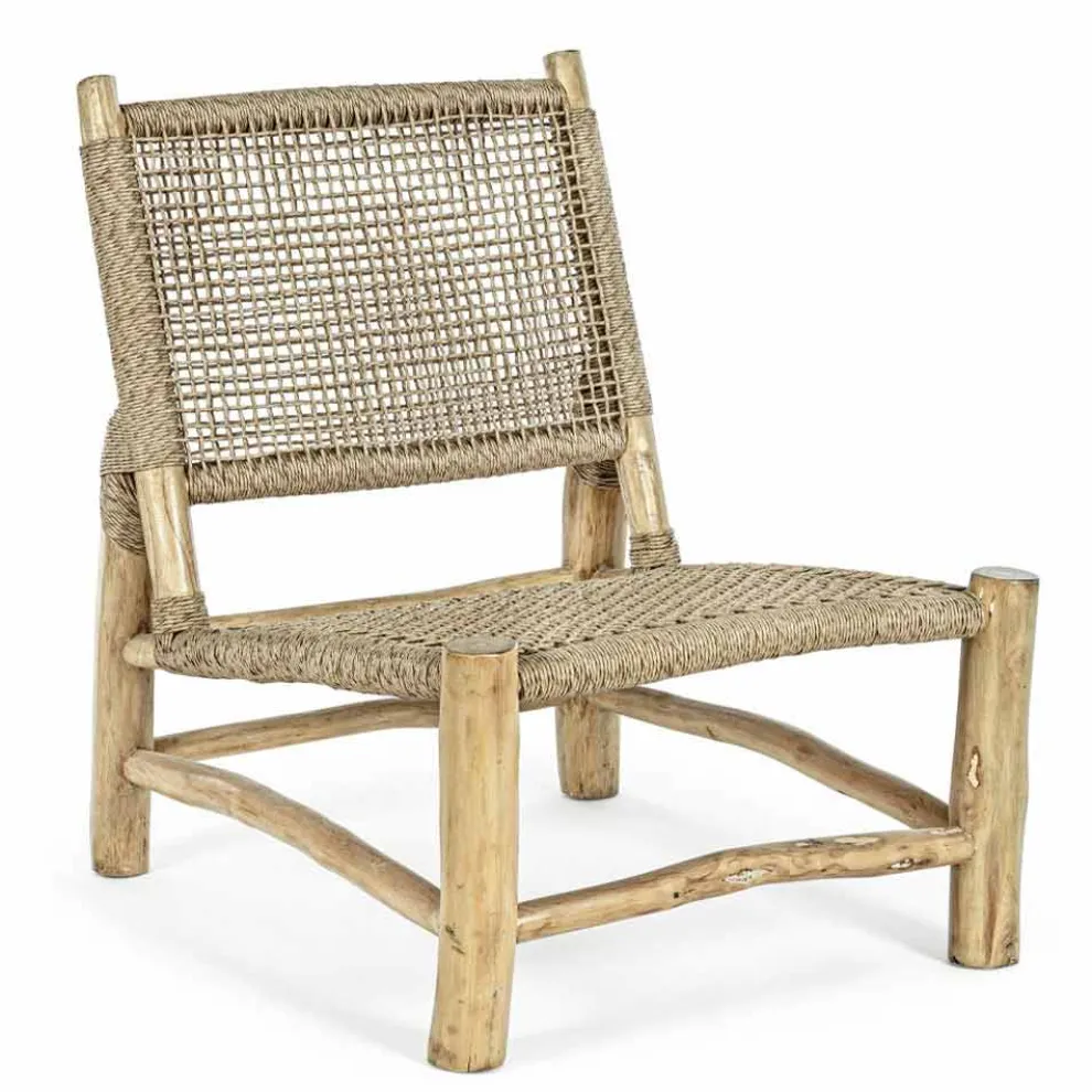 Outdoor-Sessel aus Teakholz und Kunstfaser, 2 Stück - Tecno