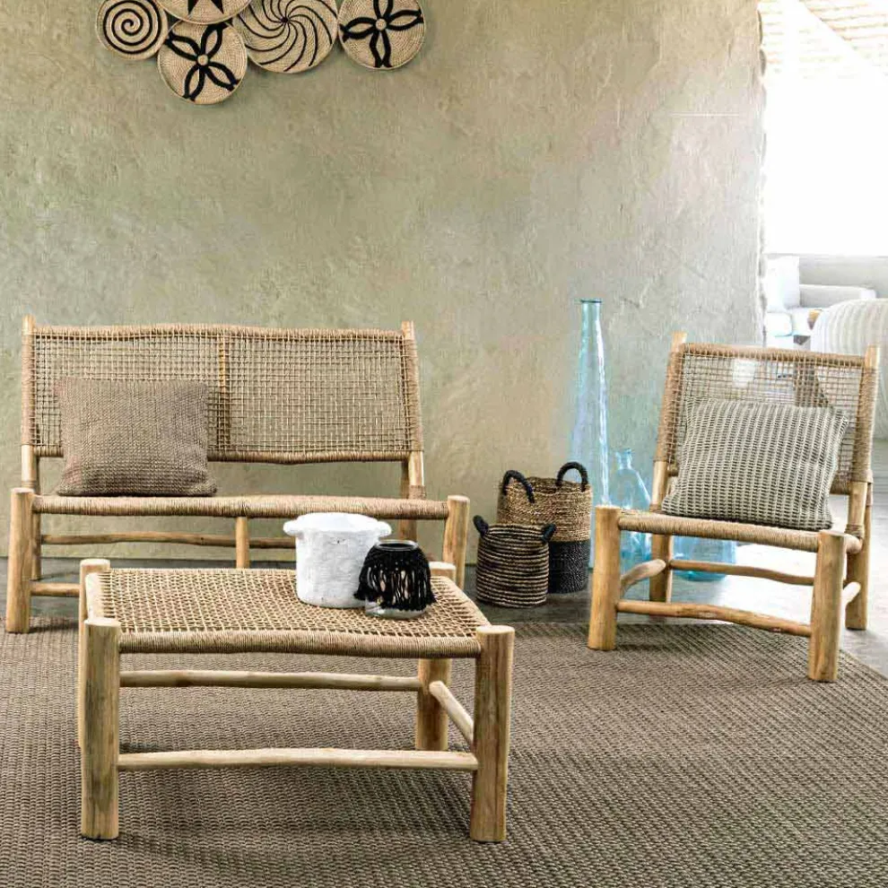 Outdoor-Sessel aus Teakholz und Kunstfaser, 2 Stück - Tecno