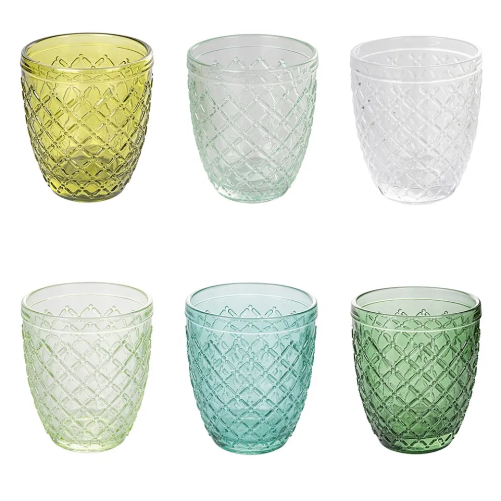 Set mit 12 Gläsern 325 ml aus farbiger Glaspaste - Castello