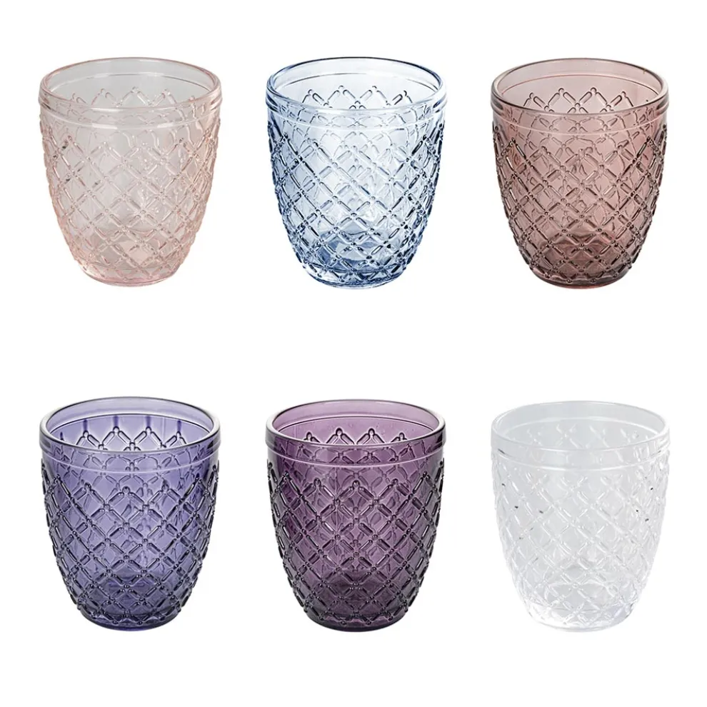 Set mit 12 Gläsern 325 ml aus farbiger Glaspaste - Castello