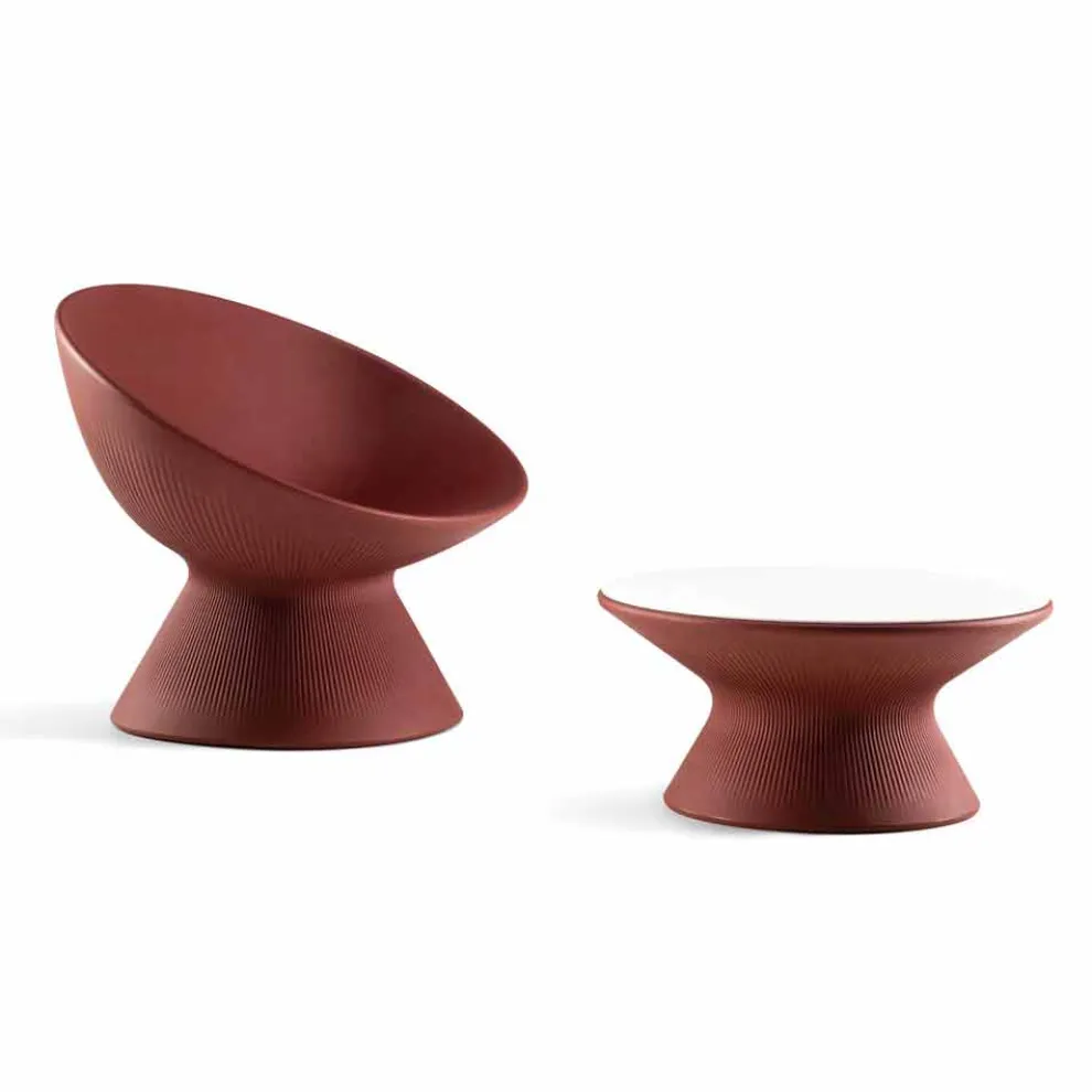 Garten Couchtisch aus Polyethylen mit HPL-Platte Made in Italy - Desmond