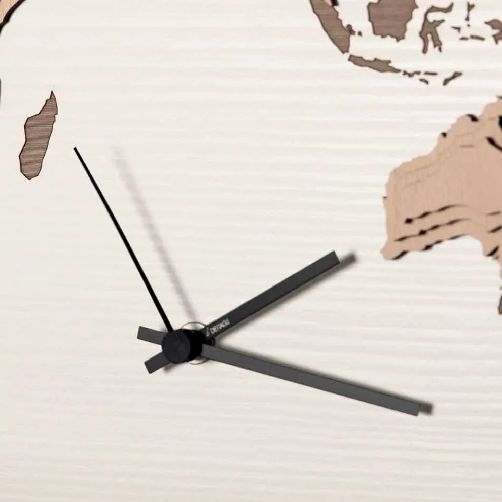 Holzwanduhr mit Weltkartendekoration Made in Italy - Mappo