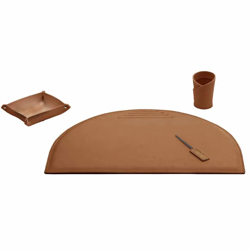 Bürozubehör für Schreibtisch aus regeneriertem Leder, hergestellt in Italien - Medea