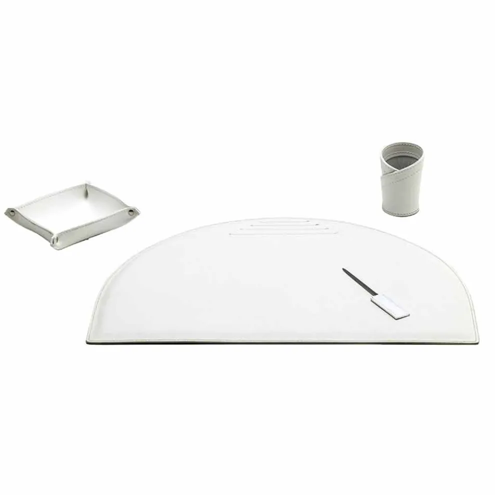 Bürozubehör für Schreibtisch aus regeneriertem Leder, hergestellt in Italien - Medea