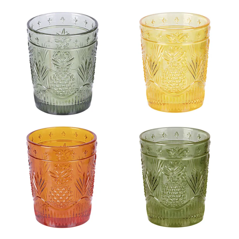 12 Wassergläser 250 ml aus Glas und bearbeiteter Oberfläche - Sangria