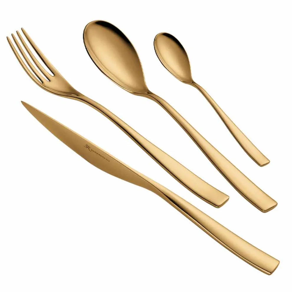 24 Stück poliertes, sandgestrahltes oder farbiges Stahlbesteck Luxus-Design - Timidy