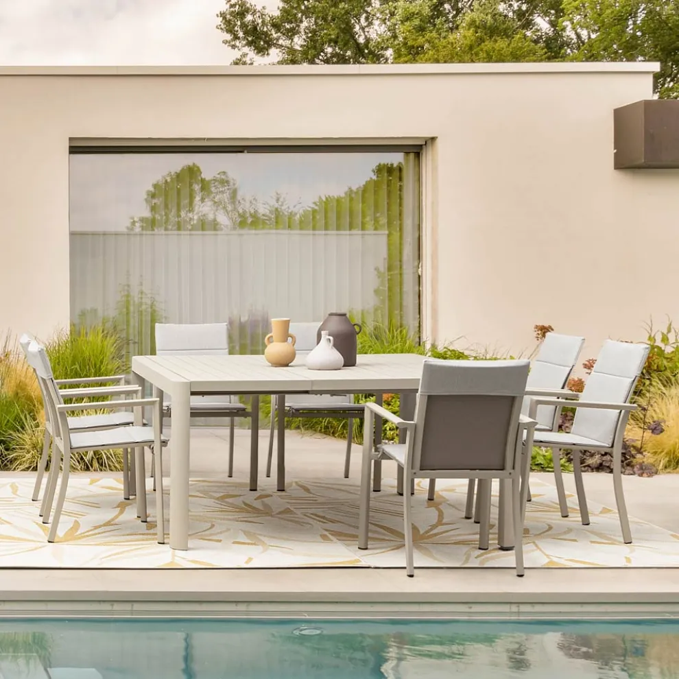 Ausziehbarer Tisch auf 149 cm aus pulverbeschichtetem Aluminium – Need