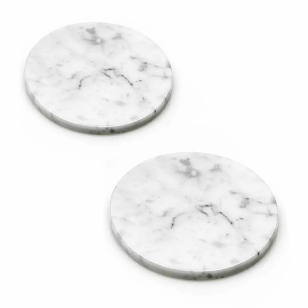 Zwei Untersetzer aus weißem und grauem Marmor mit Kork Made in Italy - Jessa
