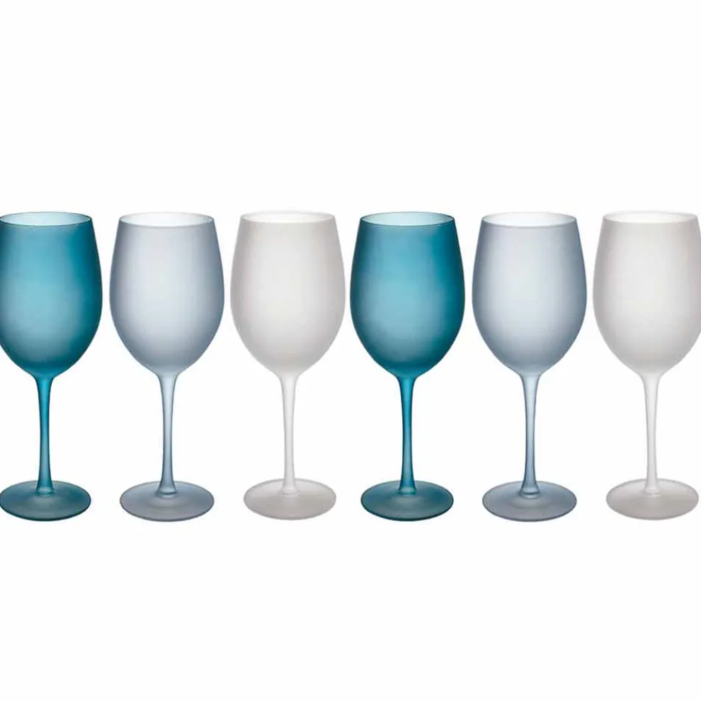 Farbige Weingläser aus Milchglas mit Eiseffekt, 12 Stück - Herbst