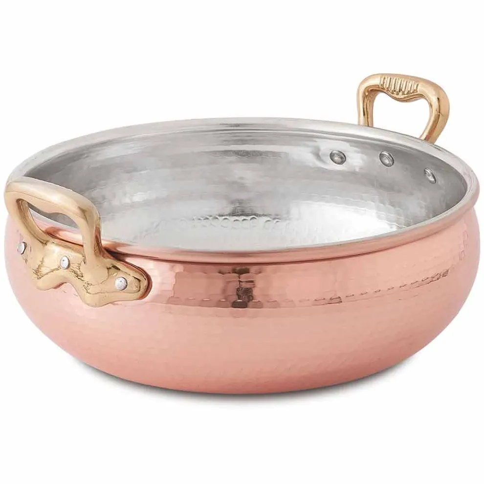 Handverzinkter Kupfer-Gemüsetopf mit 2 Griffen Made in Italy 16 cm - Gianmaria