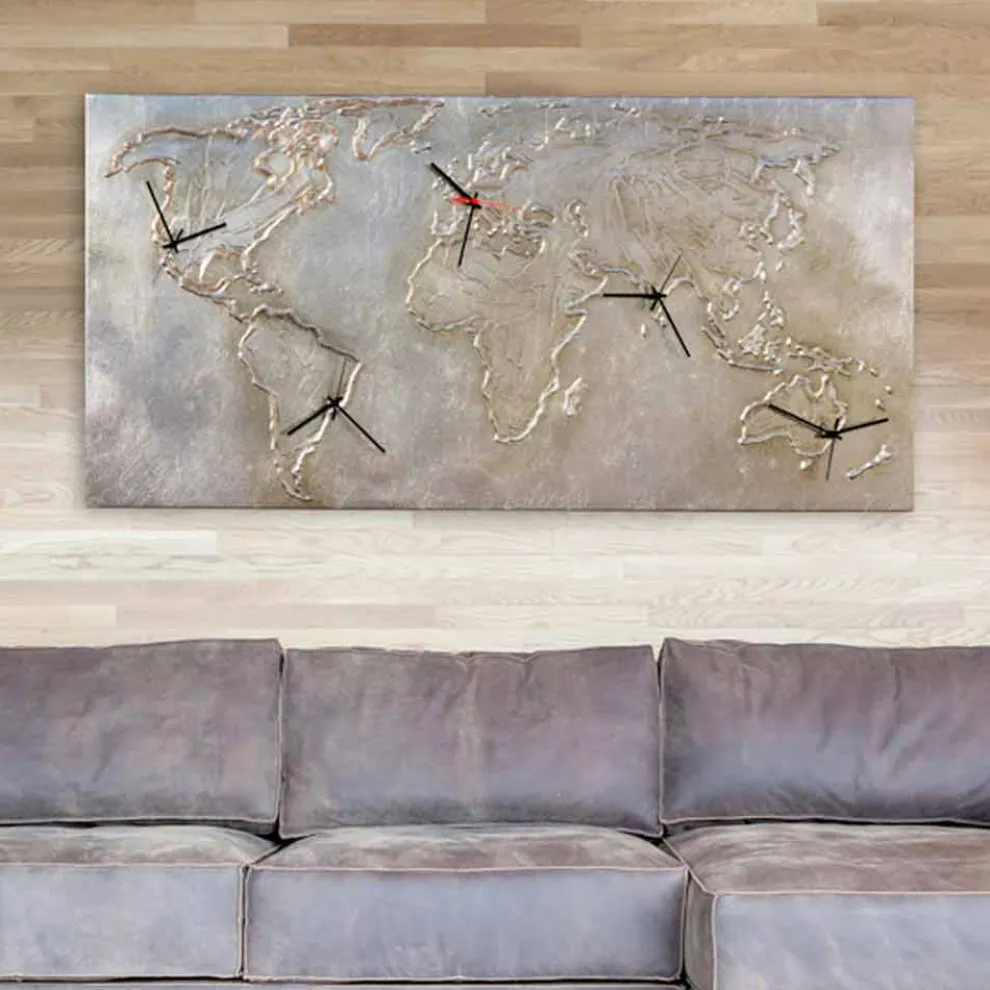Moderne Leinwand Wanduhr Welt  Made in Italy Miles