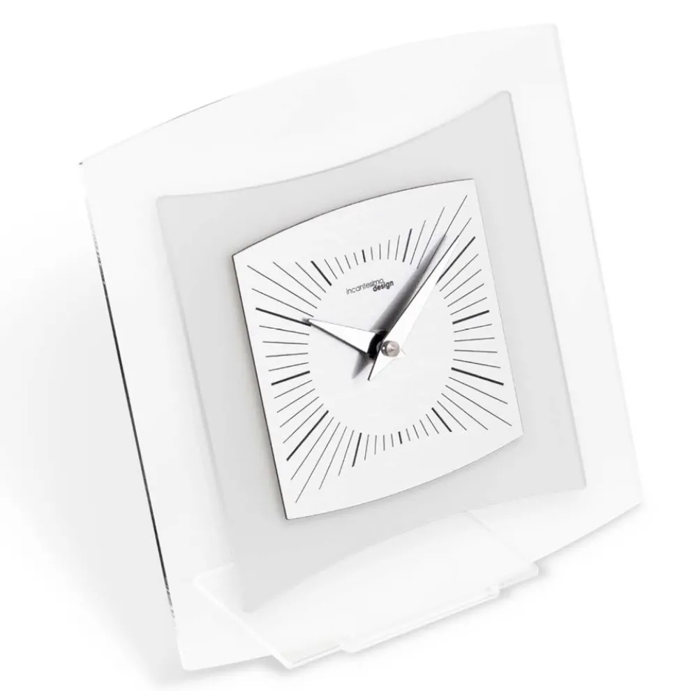 Tischuhr aus transparentem und Bisatin-Methacrylat, hergestellt in Italien – Glad