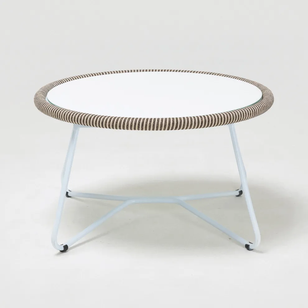 Garten-Couchtisch aus Aluminium und Seilgeflecht - Alcor