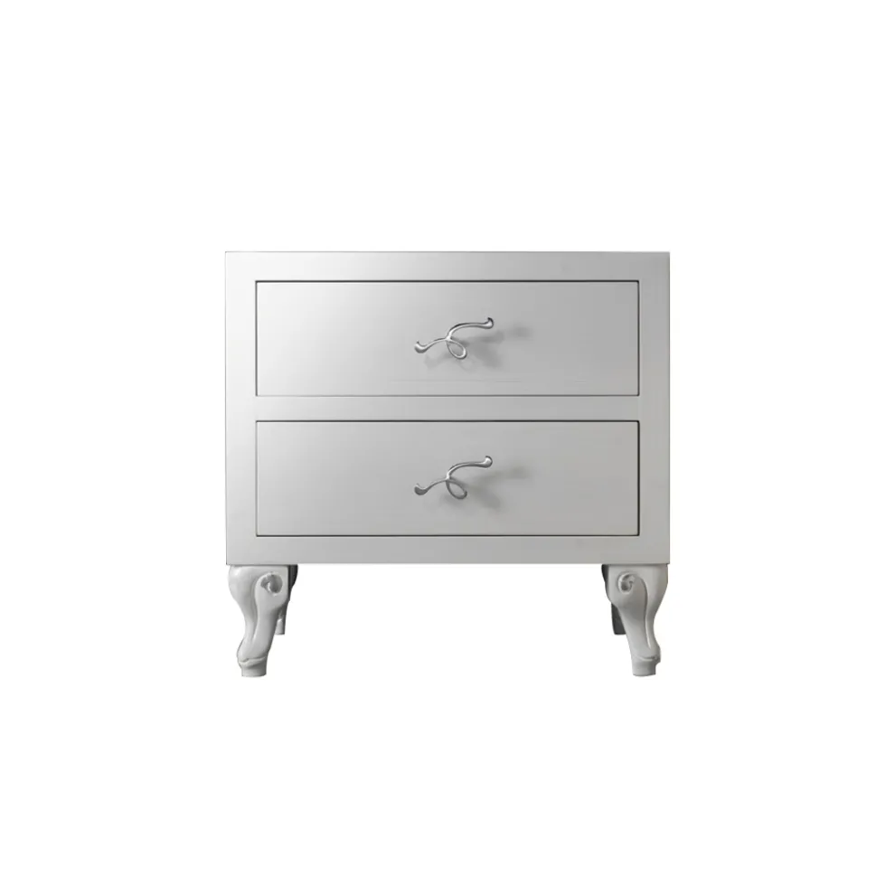 Nachttisch mit 2 Schubladen in Perlweiß-Finish, hergestellt in Italien – Bacau