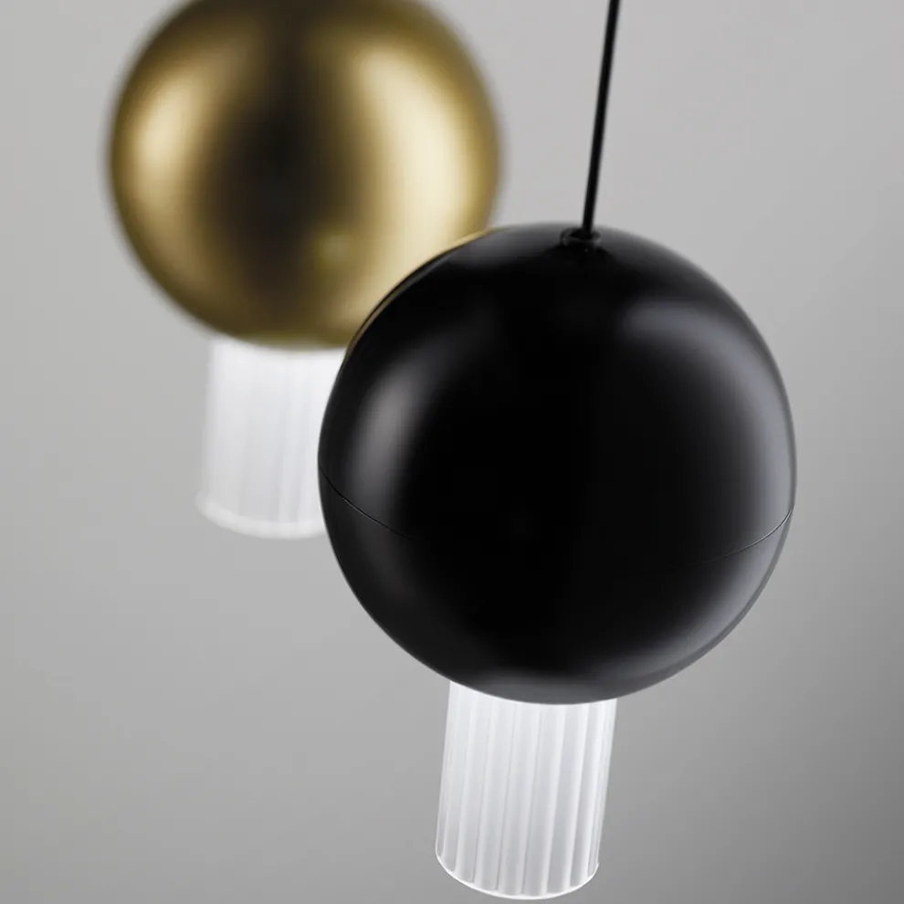 Oris Metall-Pendelleuchte mit Canneté-Glaszylindern