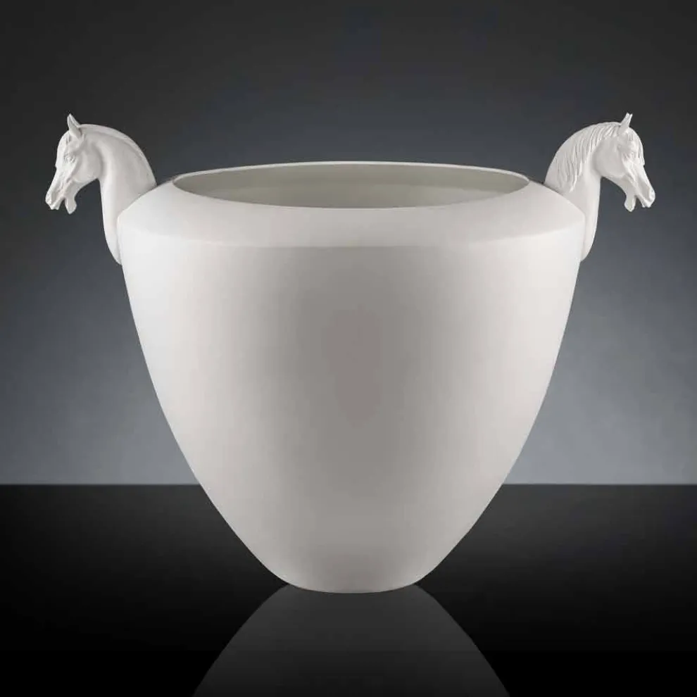 Handgefertigte dekorative Vase aus weißer Keramik oder 24k Gold Made in Italy - Jakcy