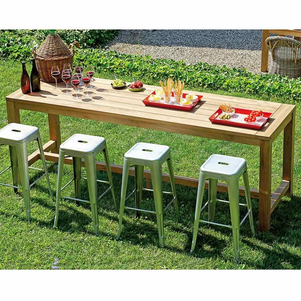 Outdoor-Bartheke 250x70 cm aus recyceltem Teakholz - Ansicht