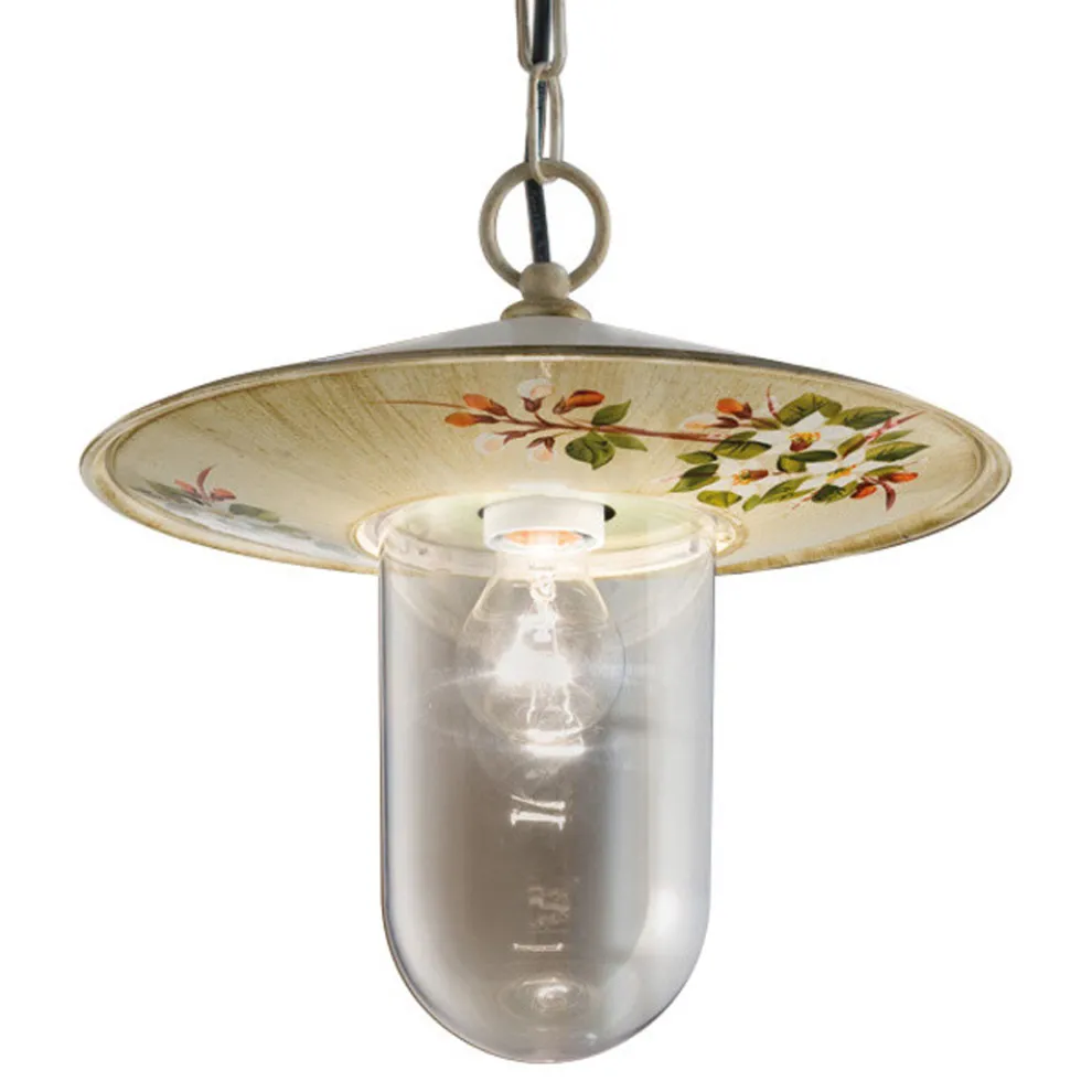 Outdoor-Hängelampe aus handgemaltem Blumendekor aus Aluminium - Genua