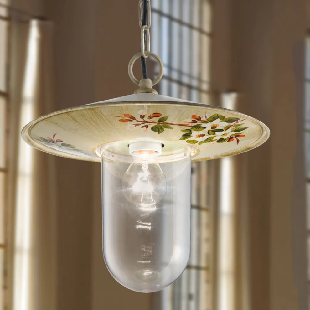 Outdoor-Hängelampe aus handgemaltem Blumendekor aus Aluminium - Genua