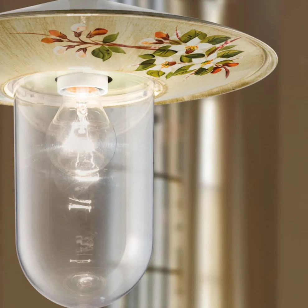 Outdoor-Hängelampe aus handgemaltem Blumendekor aus Aluminium - Genua