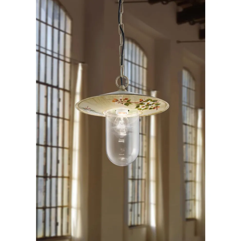 Outdoor-Hängelampe aus handgemaltem Blumendekor aus Aluminium - Genua