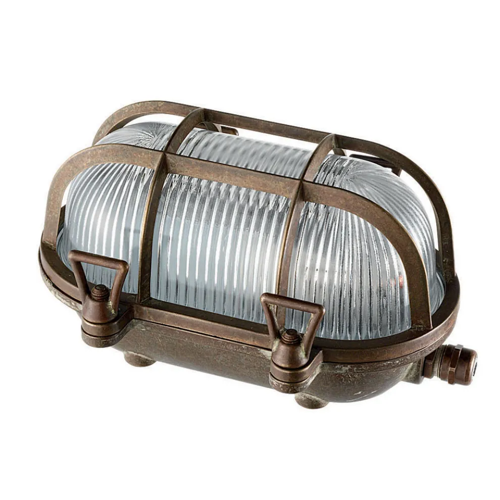 Ovale Wandleuchte mit Messingkäfig, hergestellt in Italien – Boot