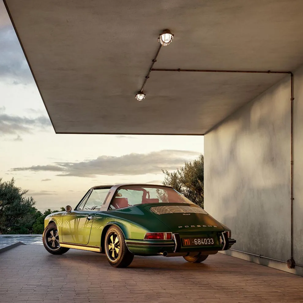 Ovale Wandleuchte mit Messingkäfig, hergestellt in Italien – Boot