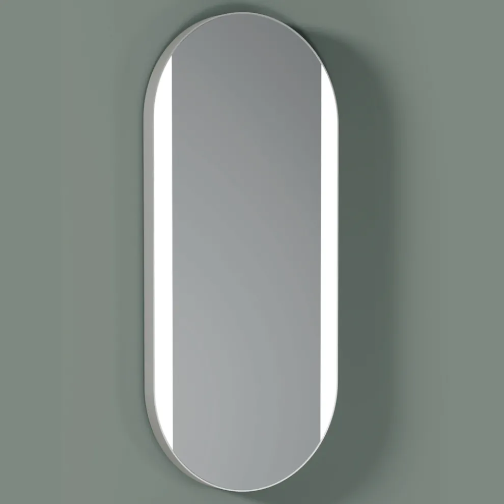 Ovaler Badezimmerspiegel mit Seitenlichtern, hergestellt in Italien – Albert