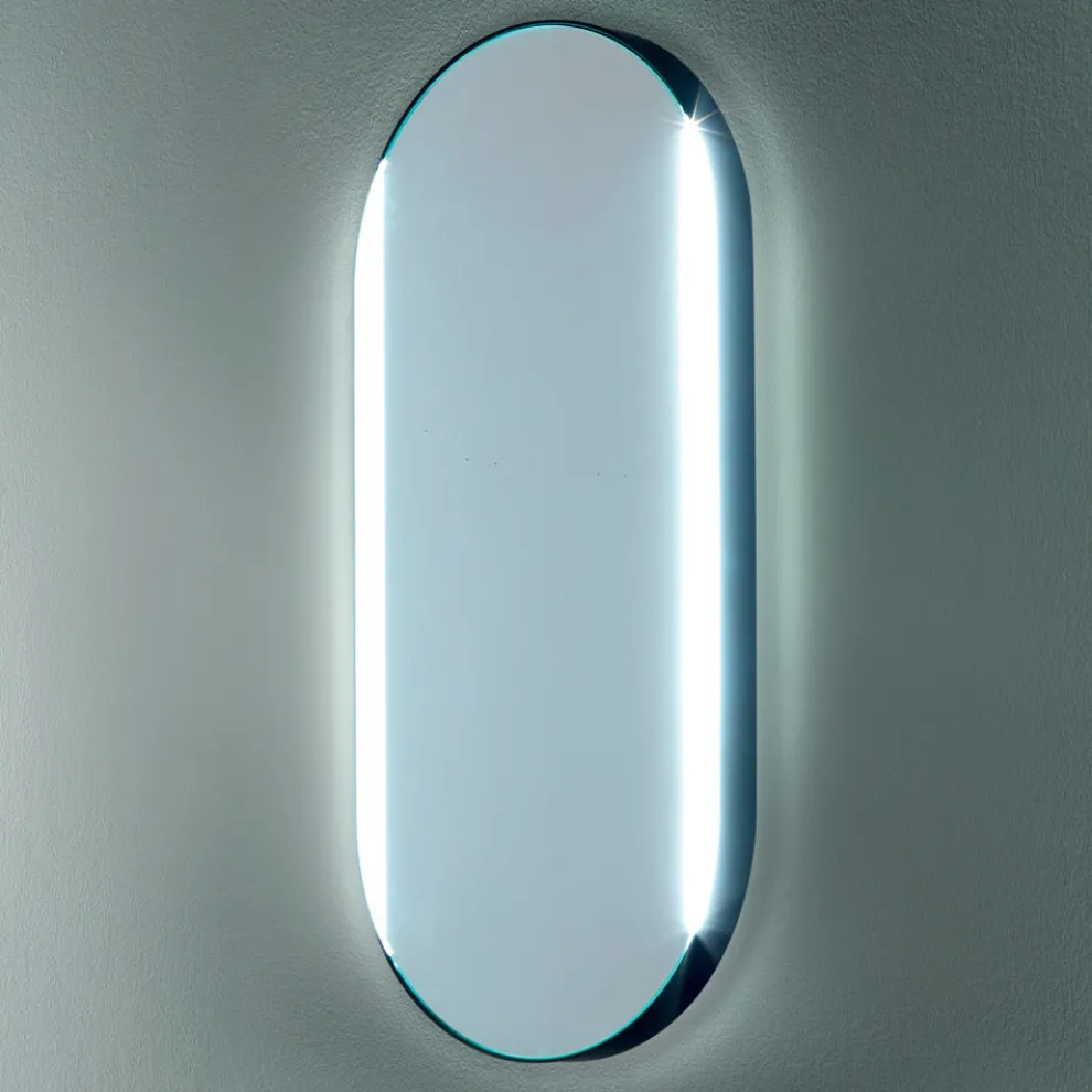 Ovaler Badezimmerspiegel mit Seitenlichtern, hergestellt in Italien – Albert