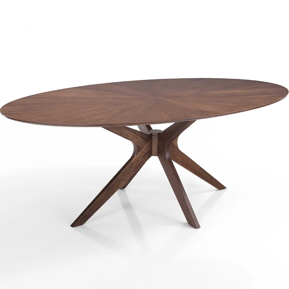 Ovaler Esstisch aus Mdf mit Massivholzstruktur - Fulmine