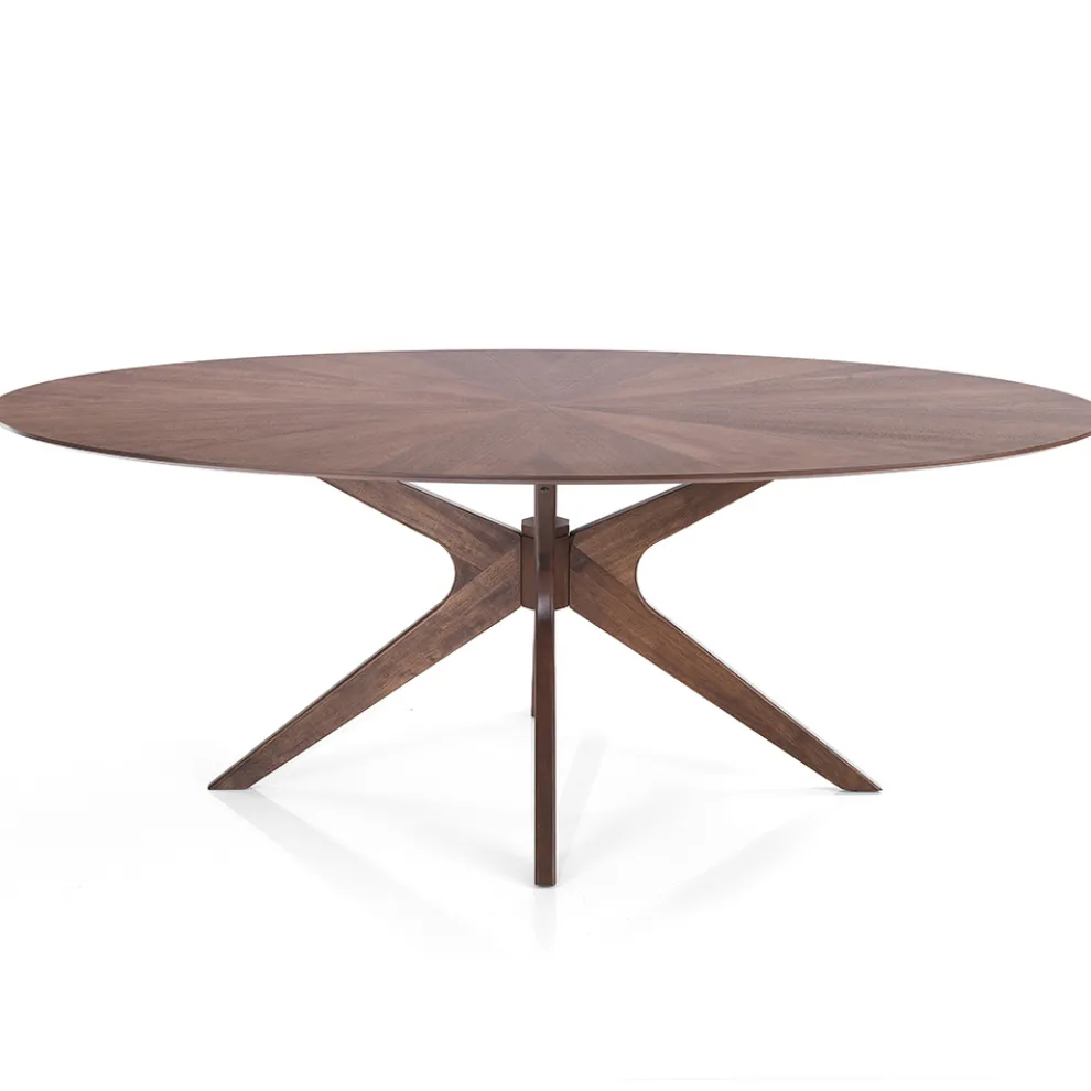 Ovaler Esstisch aus Mdf mit Massivholzstruktur - Fulmine