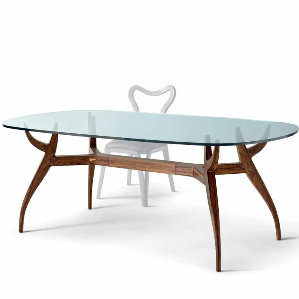 Ovaler Esstisch aus glänzendem Mahagoni, Design, 197x109 cm, Fraco