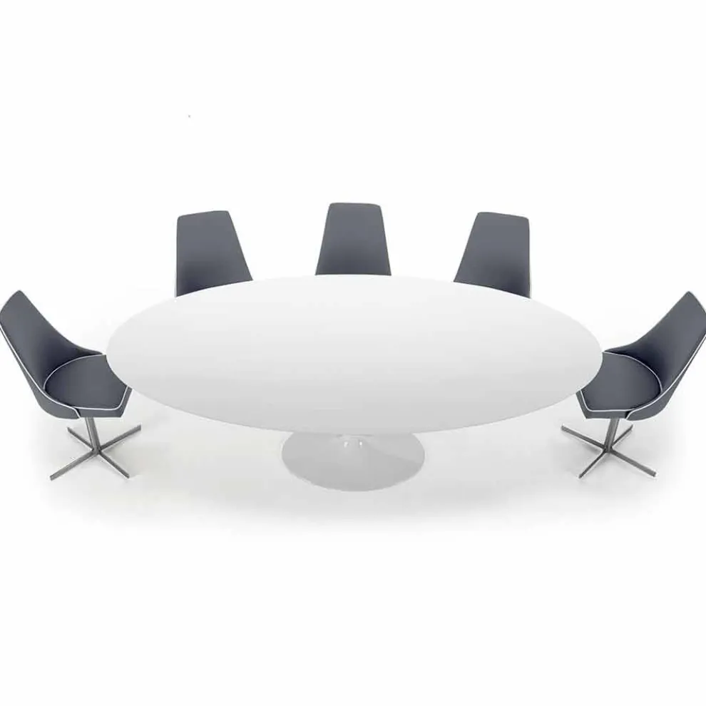 Ovaler Esstisch aus Laminat und Aluminium, hergestellt in Italien, Precious - Dollars