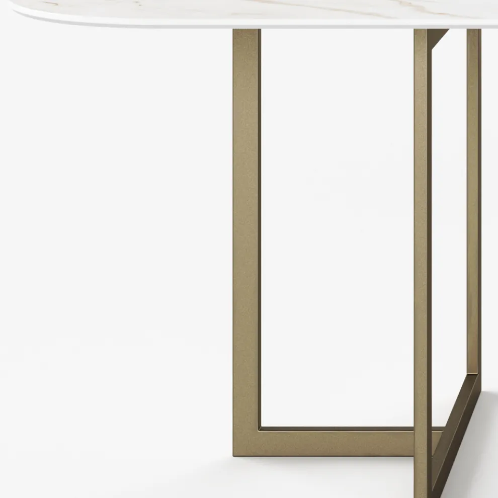 Ovaler Esstisch aus Feinsteinzeug und Metall Made in Italy - Emilio