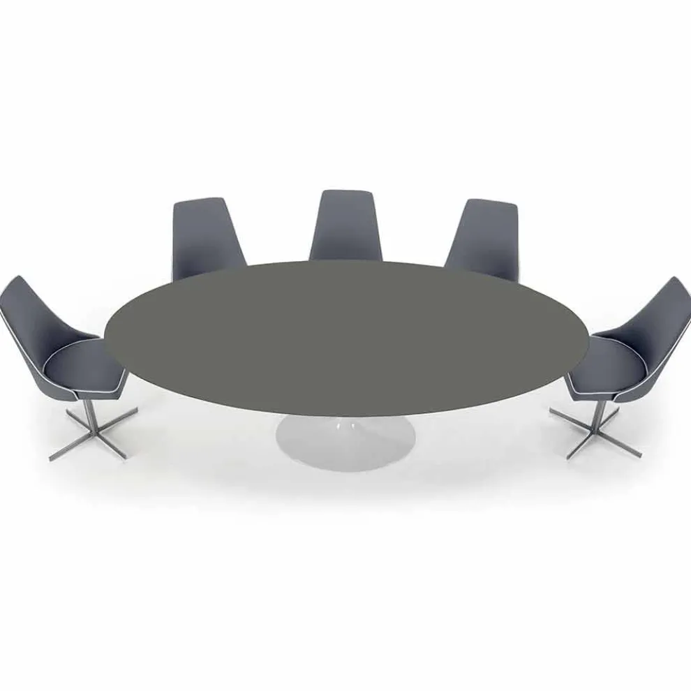 Ovaler Esstisch mit luxuriöser, in Italien hergestellter Fenix-Platte – Dollars