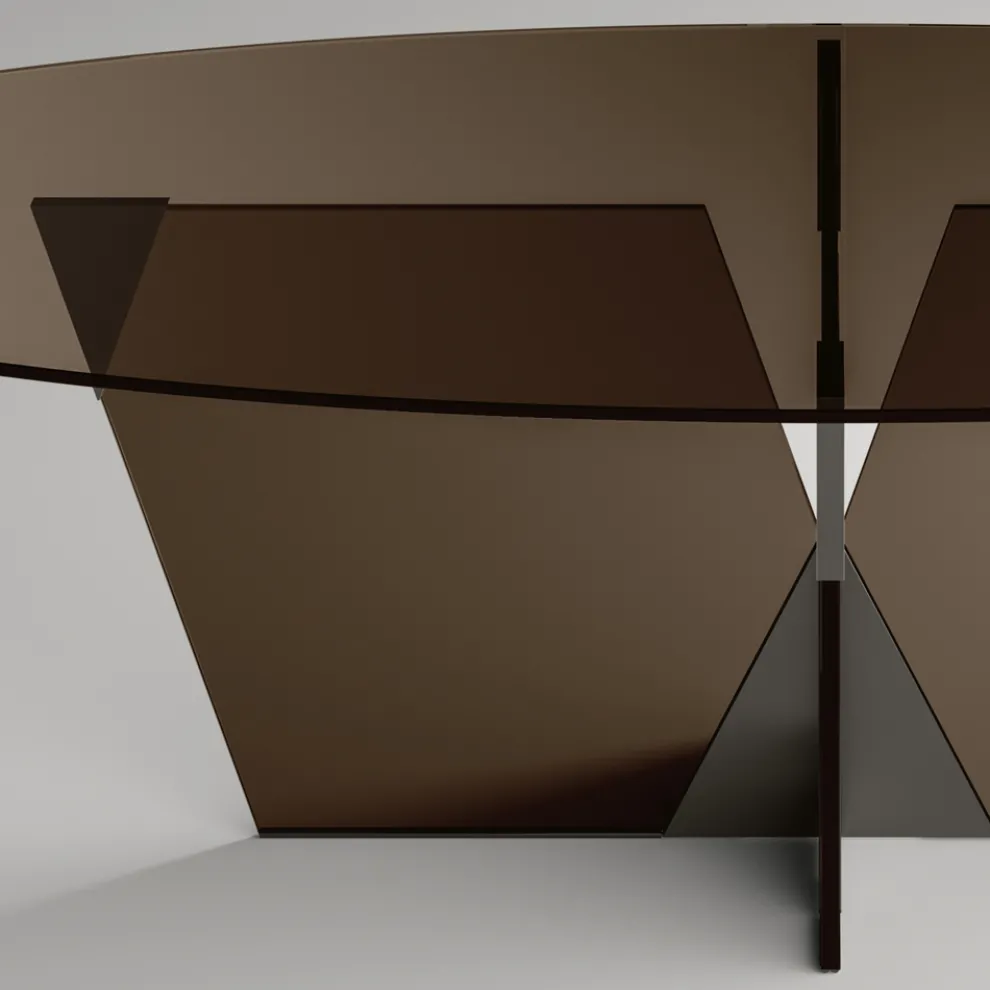 Ovaler Esstisch mit Glasplatte und Untergestell Made in Italy - Tiseo