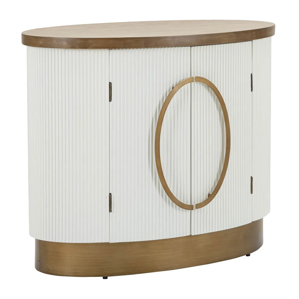 Ovaler Holzschrank mit Oberseite und abgerundeten Einsätzen mit 2 Türen - Rachel