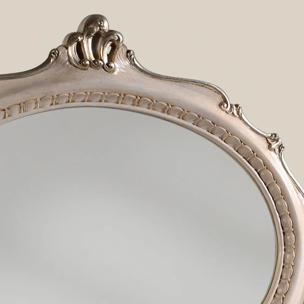Ovaler Spiegel im klassischen Stil aus antikem Silberholz Made in Italy - Florenz