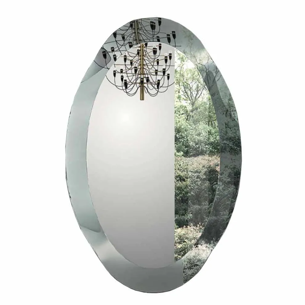Ovaler Wandspiegel aus gewelltem Kristallglas, hergestellt in Italien – Eclisse