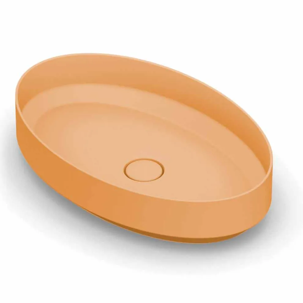 Ovales Aufsatzspülbecken aus Keramik, hergestellt in Italien, Yoel