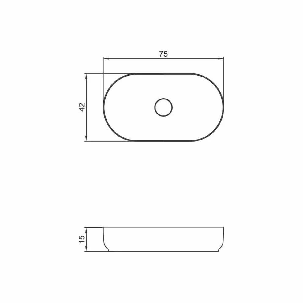 Ovales Aufsatzwaschbecken mit modernem Design Dalmine Big, made in Italy